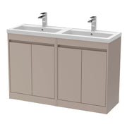 Nuie Havana 1200mm Floor Standing Vanity Unit with 2 Tap Hole Basin - Soft Linen Ceramic