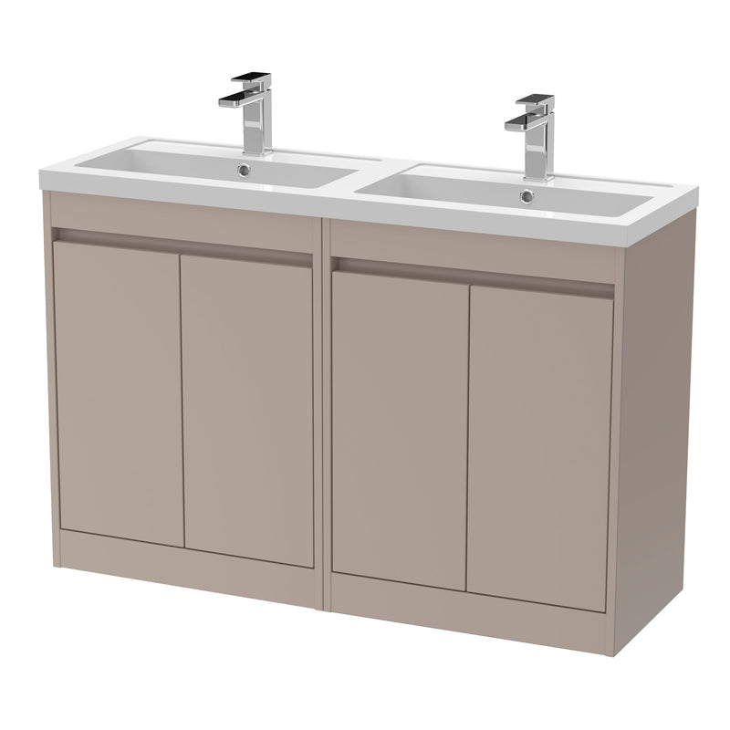 Nuie Havana 1200mm Floor Standing Vanity Unit with 2 Tap Hole Basin - Soft Linen Ceramic