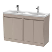 Nuie Havana 1200mm Floor Standing Vanity Unit with 2 Tap Hole Basin - Soft Linen Polymarble