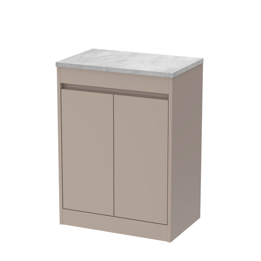 Nuie Havana Floor Standing Counter Top Vanity Unit with Bellato Grey Worktop - Soft Linen 600mm 2 Door