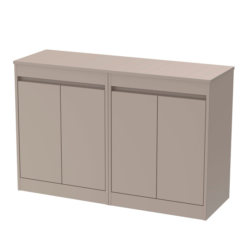 Nuie Havana Floor Standing Counter Top Vanity Unit with Co-ordinating Worktop - Soft Linen 1200mm 4 Door
