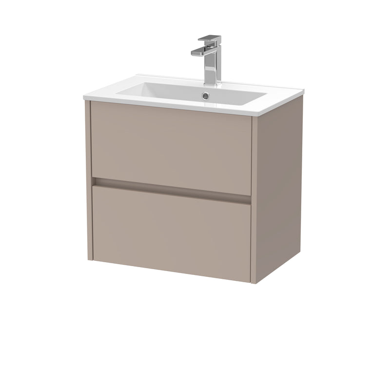 Nuie Havana Wall Hung Vanity Unit with Minimalist Basin - Soft Linen 600mm