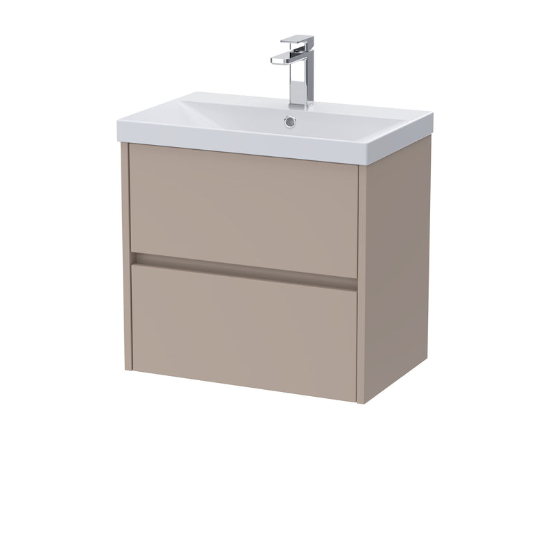 Nuie Havana Wall Hung Vanity Unit with Thin Edge Basin - Soft Linen 600mm