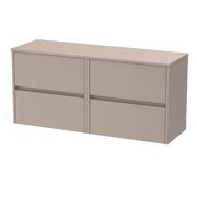 Nuie Havana Wall Hung Counter Top Vanity Unit with Co-ordinating Worktop - Soft Linen 1200mm 4 Drawer