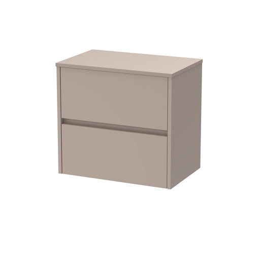Nuie Havana Wall Hung Counter Top Vanity Unit with Co-ordinating Worktop - Soft Linen 600mm 2 Drawer