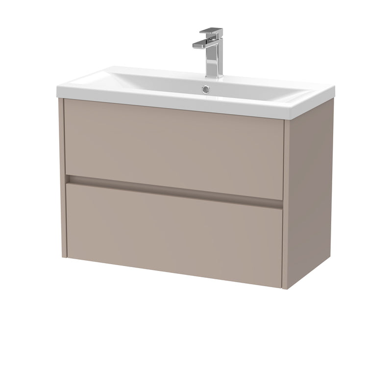 Nuie Havana Wall Hung Vanity Unit with Mid-Edge Basin - Soft Linen 800mm