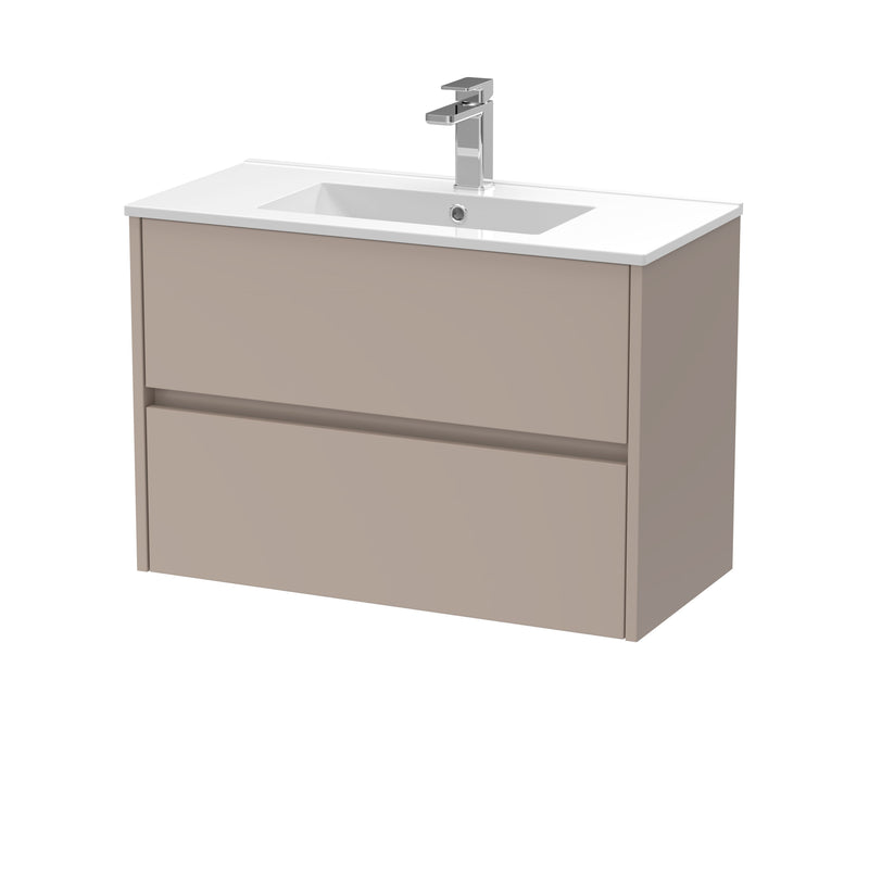 Nuie Havana Wall Hung Vanity Unit with Minimalist Basin - Soft Linen 800mm