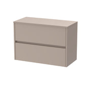 Nuie Havana Wall Hung Counter Top Vanity Unit with Co-ordinating Worktop - Soft Linen 800mm 2 Drawer