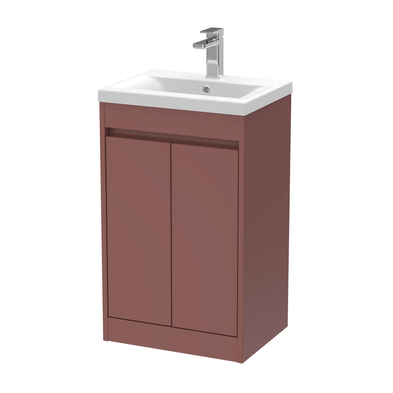 Nuie Havana Floor Standing Vanity Unit with Mid-Edge Basin - Smoked Red 500mm