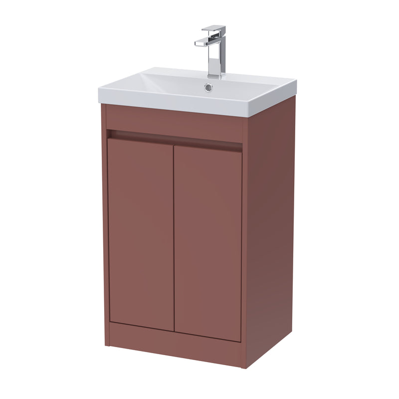 Nuie Havana Floor Standing Vanity Unit with Thin Edge Basin - Smoked Red 500mm