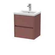Nuie Havana Wall Hung Vanity Unit with Mid-Edge Basin - Smoked Red 500mm
