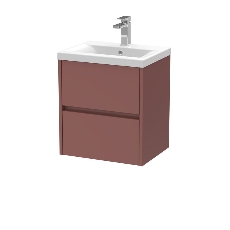 Nuie Havana Wall Hung Vanity Unit with Mid-Edge Basin - Smoked Red 500mm