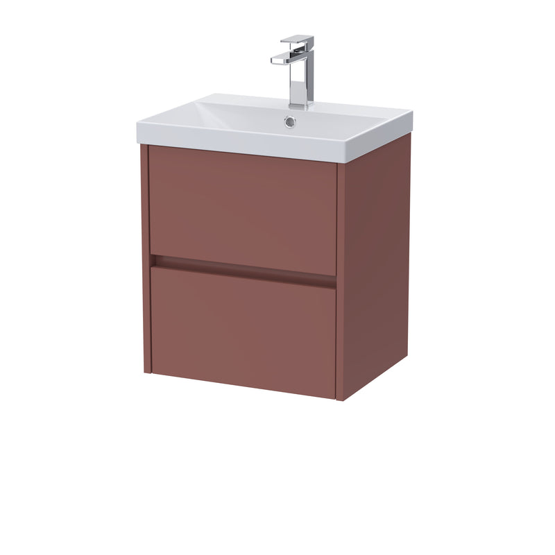 Nuie Havana Wall Hung Vanity Unit with Thin Edge Basin - Smoked Red 500mm