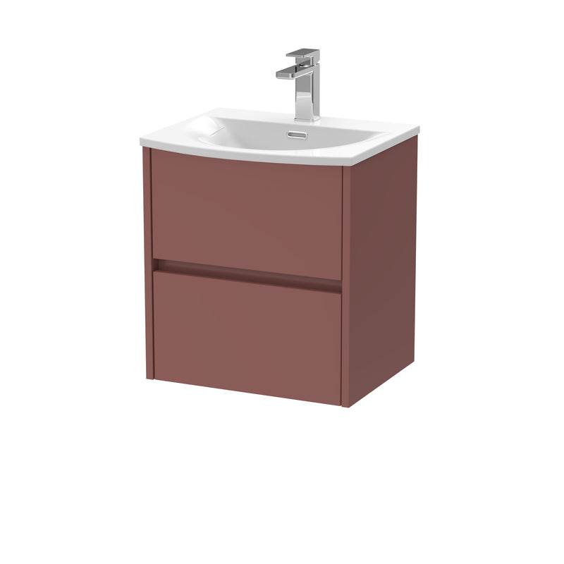 Nuie Havana Wall Hung Vanity Unit with Curved Basin - Smoked Red 500mm