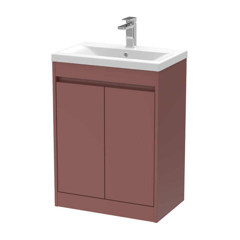 Nuie Havana Floor Standing Vanity Unit with Mid-Edge Basin - Smoked Red 600mm