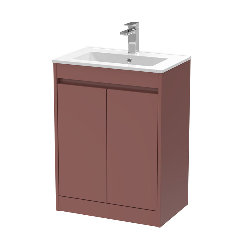 Nuie Havana Floor Standing Vanity Unit with Minimalist Basin - Smoked Red 600mm