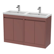 Nuie Havana 1200mm Floor Standing Vanity Unit with 2 Tap Hole Basin - Smoked Red Ceramic