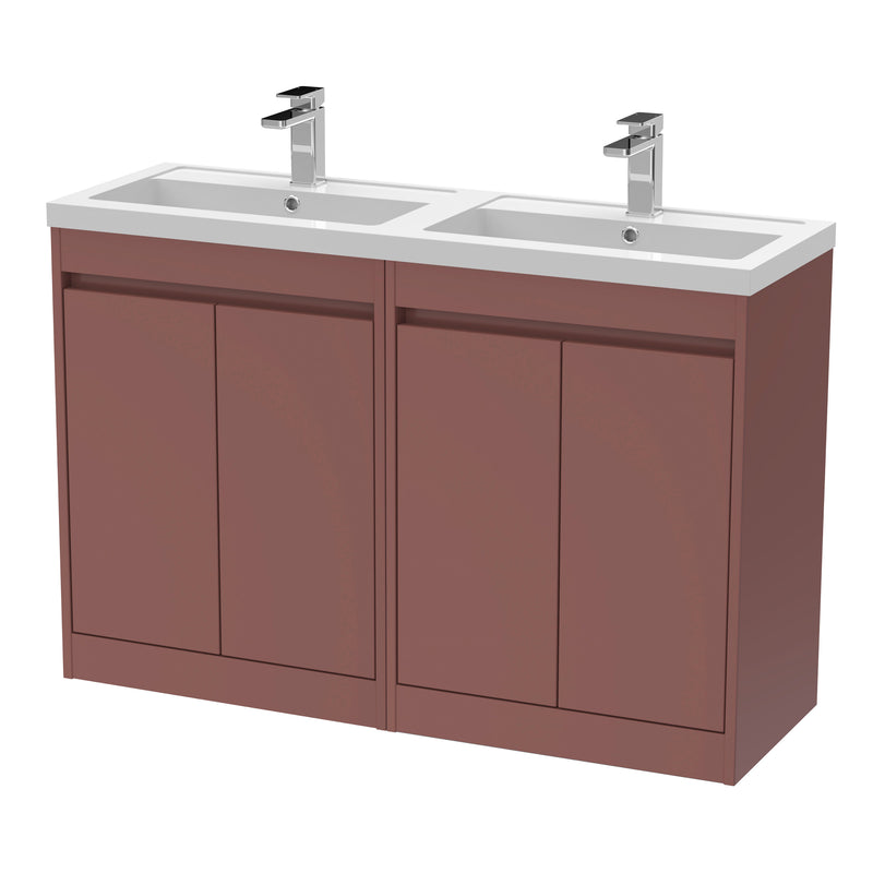 Nuie Havana 1200mm Floor Standing Vanity Unit with 2 Tap Hole Basin - Smoked Red Ceramic