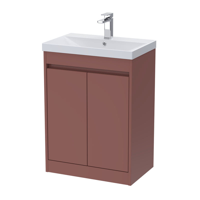 Nuie Havana Floor Standing Vanity Unit with Thin Edge Basin - Smoked Red 600mm
