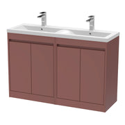 Nuie Havana 1200mm Floor Standing Vanity Unit with 2 Tap Hole Basin - Smoked Red Polymarble