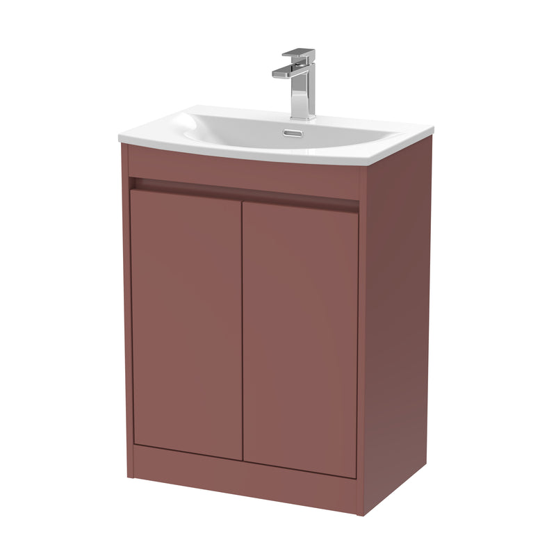 Nuie Havana Floor Standing Vanity Unit with Curved Basin - Smoked Red 600mm