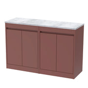 Nuie Havana Floor Standing Counter Top Vanity Unit with Bellato Grey Worktop - Smoked Red 1200mm 4 Door