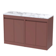 Nuie Havana Floor Standing Counter Top Vanity Unit with Carrara Laminate Worktop - Smoked Red 1200mm 4 Door