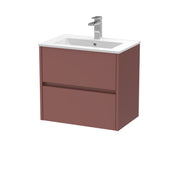 Nuie Havana Wall Hung Vanity Unit with Minimalist Basin - Smoked Red 600mm