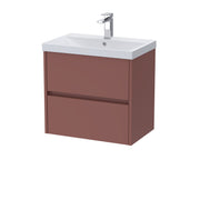 Nuie Havana Wall Hung Vanity Unit with Thin Edge Basin - Smoked Red 600mm