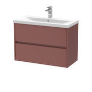 Nuie Havana Wall Hung Vanity Unit with Mid-Edge Basin - Smoked Red 800mm