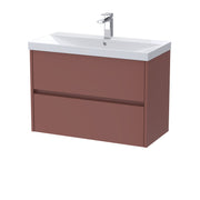 Nuie Havana Wall Hung Vanity Unit with Thin Edge Basin - Smoked Red 800mm