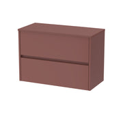 Nuie Havana Wall Hung Counter Top Vanity Unit with Co-ordinating Worktop - Smoked Red 800mm 2 Drawer