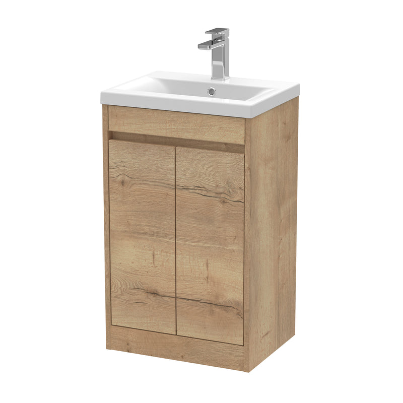 Nuie Havana Floor Standing Vanity Unit with Mid-Edge Basin - Autumn Oak 500mm