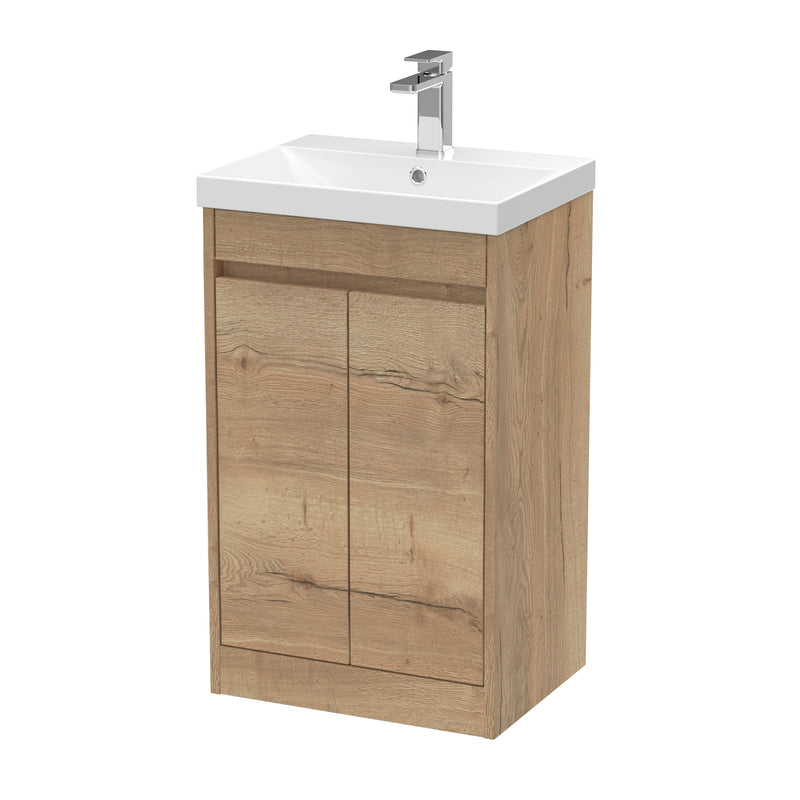 Nuie Havana Floor Standing Vanity Unit with Thin Edge Basin - Autumn Oak 500mm