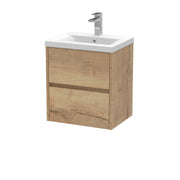 Nuie Havana Wall Hung Vanity Unit with Mid-Edge Basin - Autumn Oak 500mm
