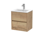 Nuie Havana Wall Hung Vanity Unit with Minimalist Basin - Autumn Oak 500mm