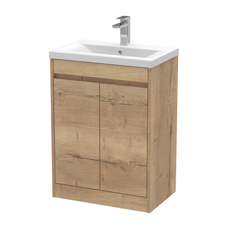 Nuie Havana Floor Standing Vanity Unit with Mid-Edge Basin - Autumn Oak 600mm