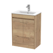 Nuie Havana Floor Standing Vanity Unit with Minimalist Basin - Autumn Oak 600mm