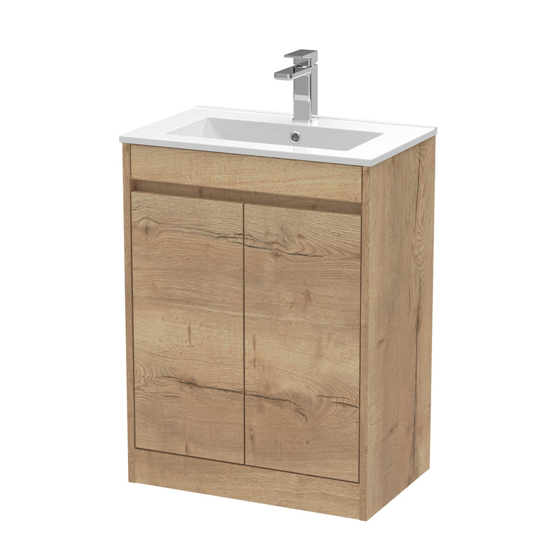 Nuie Havana Floor Standing Vanity Unit with Minimalist Basin - Autumn Oak 600mm