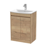 Nuie Havana Floor Standing Vanity Unit with Curved Basin - Autumn Oak 600mm
