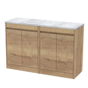 Nuie Havana Floor Standing Counter Top Vanity Unit with Bellato Grey Worktop - Autumn Oak 1200mm 4 Door