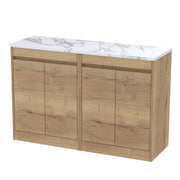 Nuie Havana Floor Standing Counter Top Vanity Unit with Carrara Laminate Worktop - Autumn Oak 1200mm 4 Door