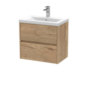 Nuie Havana Wall Hung Vanity Unit with Mid-Edge Basin - Autumn Oak 600mm