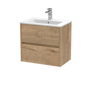 Nuie Havana Wall Hung Vanity Unit with Minimalist Basin - Autumn Oak 600mm