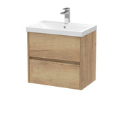 Nuie Havana Wall Hung Vanity Unit with Thin Edge Basin - Autumn Oak 600mm