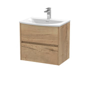 Nuie Havana Wall Hung Vanity Unit with Curved Basin - Autumn Oak 600mm