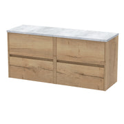 Nuie Havana Wall Hung Counter Top Vanity Unit with Bellato Grey Worktop - Autumn Oak 1200mm 4 Drawer