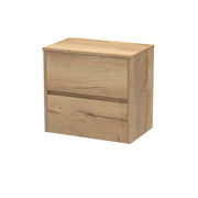 Nuie Havana Wall Hung Counter Top Vanity Unit with Co-ordinating Worktop - Autumn Oak 600mm 2 Drawer