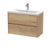 Nuie Havana Wall Hung Vanity Unit with Mid-Edge Basin - Autumn Oak 800mm