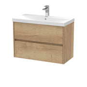 Nuie Havana Wall Hung Vanity Unit with Thin Edge Basin - Autumn Oak 800mm